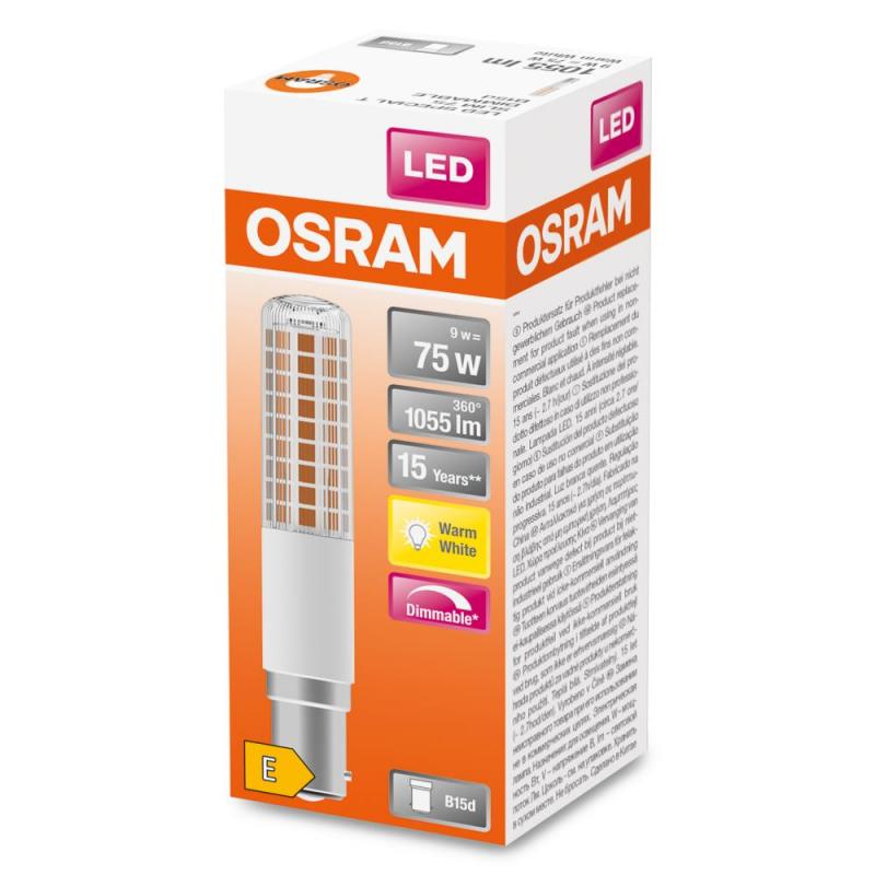 OSRAM B15d  LED Special T SLIM Dimmbare schlanke LED Lampe 2700K warmweiß 9W wie 75W